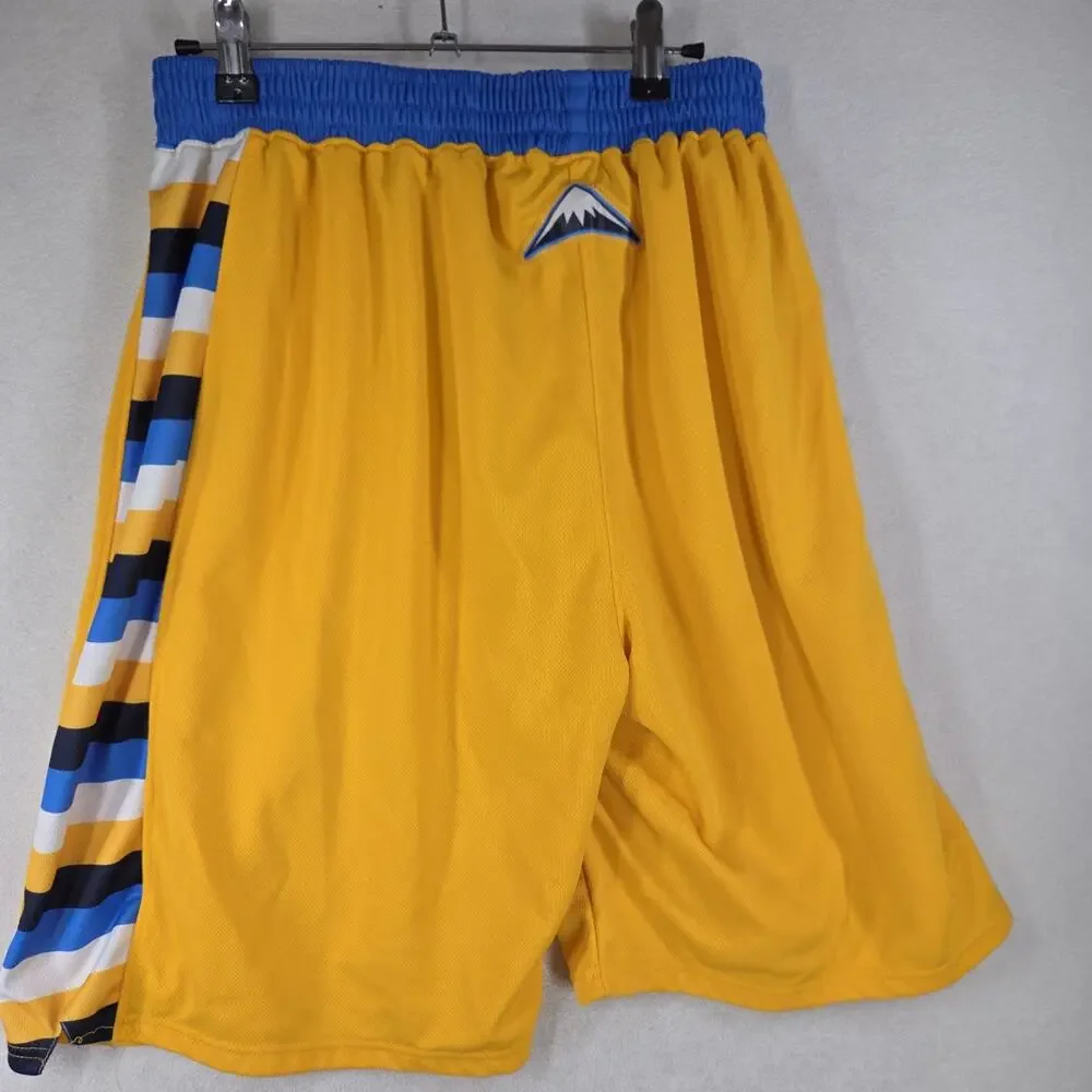 Denver Nuggets NBA Basketball Shorts Adult XL Sports Blue Yellow Mens Colorado